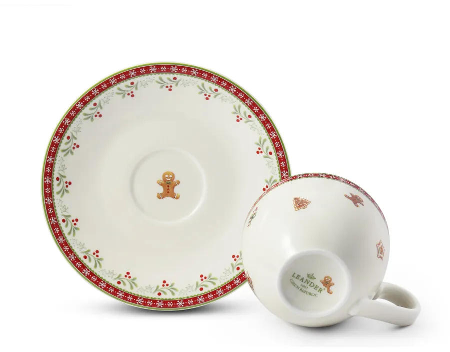 obrazek 2 Wyjątkowa filiżanka ze spodkiem z porcelany z kolekcji Christmas gingerbread – Leander