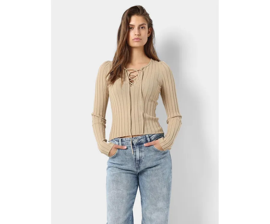obrazek 1 Noisy May Bluzka Freya 27028880 Beżowy Slim Fit