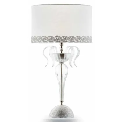 Picture Unique table lamp made of Murano glass with brass elements inlaid with Swarovski rhinestones - Il Paralume Marina