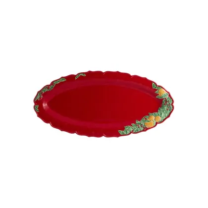 Zdjęcie Girlanda świąteczna - wąski półmisek ceramiczny - Bordallo Pinheiro