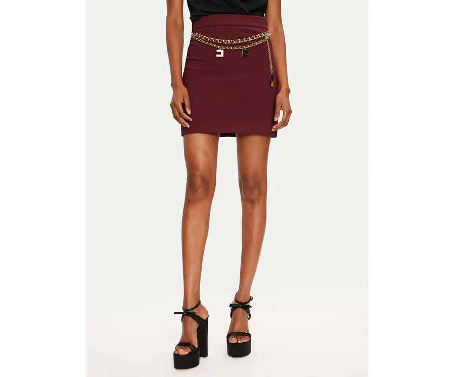 obrazek 1 Elisabetta Franchi Spódnica mini GOT3646E3 Bordowy Regular Fit