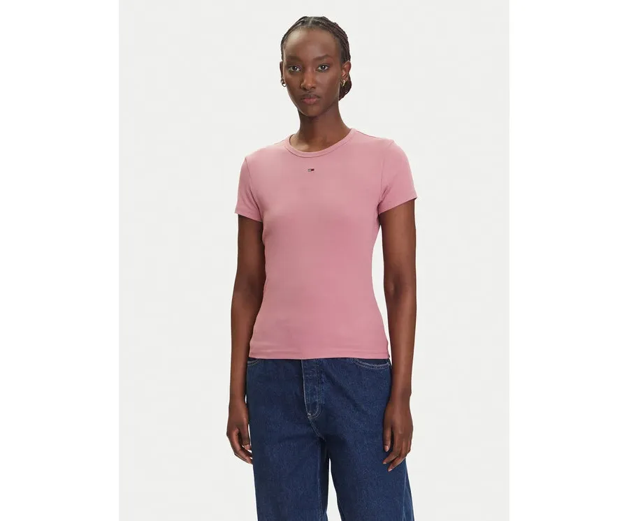 obrazek 1 Tommy Jeans T-Shirt Essential DW0DW17383 Różowy Slim Fit