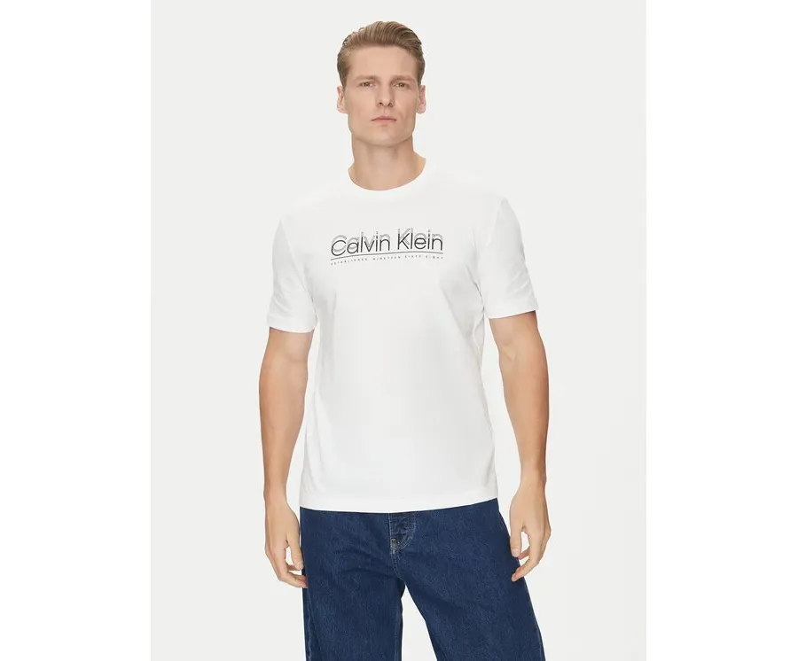 obrazek 1 Calvin Klein T-Shirt Double Logo K10K114149 Biały Regular Fit