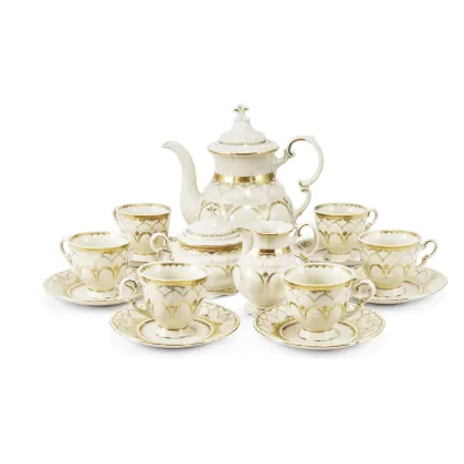 Zdjęcie Stylowy 15-elementowy zestaw do kawy z porcelany z kolekcji Ivory wedding sonata – Leander