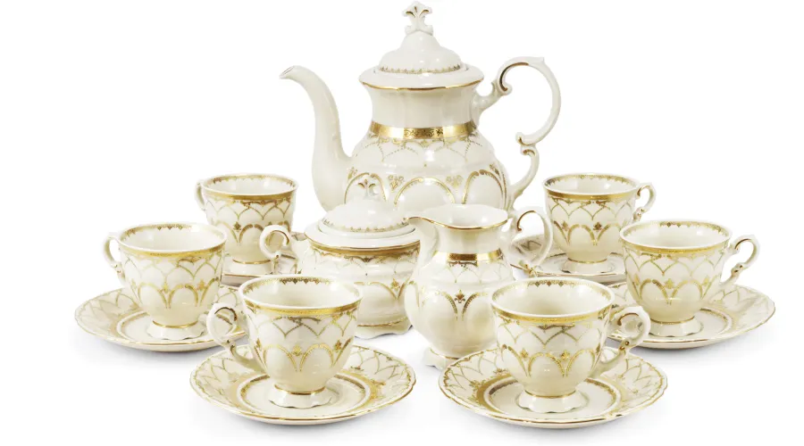 obrazek 1 Stylowy 15-elementowy zestaw do kawy z porcelany z kolekcji Ivory wedding sonata – Leander