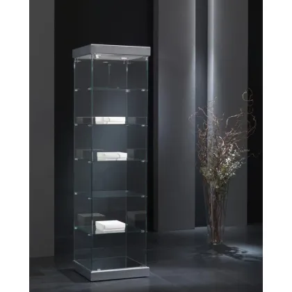 Picture Shop window with a classic shape made of eco-leather and tempered glass