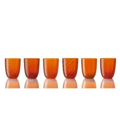 Zdjęcie Gustowny pomarańczowy komplet szklanek do wody szkło Murano