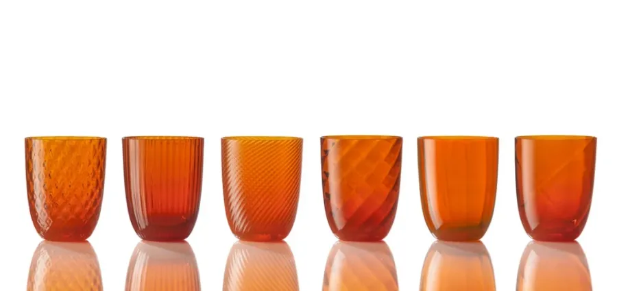 obrazek 1 Gustowny pomarańczowy komplet szklanek do wody szkło Murano
