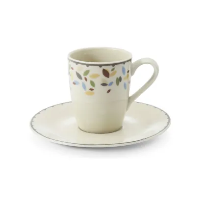 Zdjęcie Stylowa porcelanowa filiżanka do espresso ze spodkiem w kolorze kości słoniowej – Leander