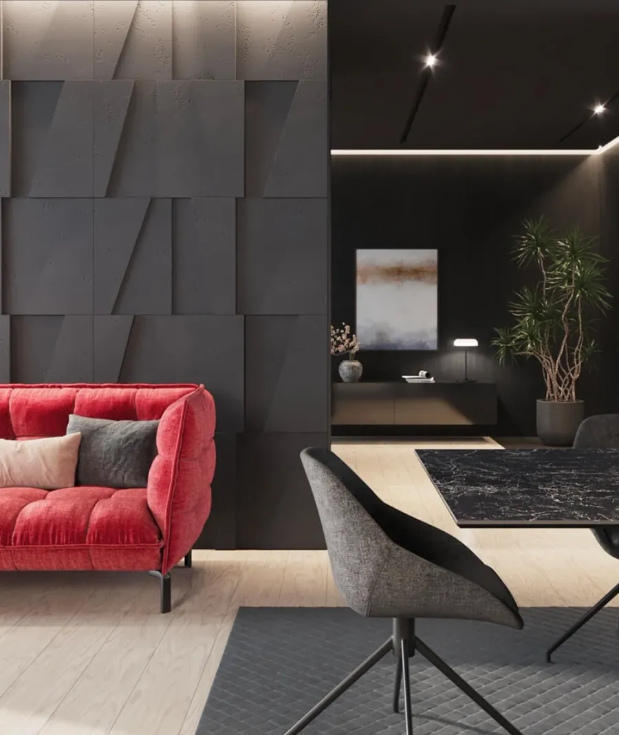 obrazek 1 60x60 cm VT - PB10 (B15 czarny) MOZAIKA - panel dekor 3D beton architektoniczny A