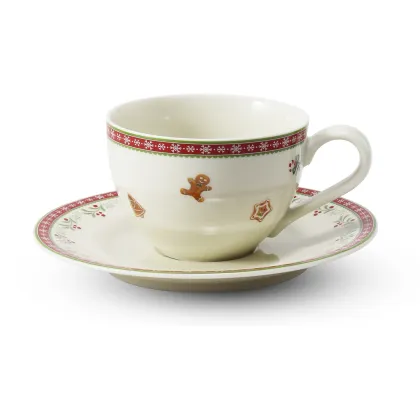 Zdjęcie Wyjątkowa filiżanka ze spodkiem z porcelany z kolekcji Christmas gingerbread – Leander