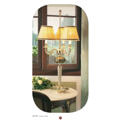 Picture Florentine lamp with three lights with a hexagonal shade in pure silk – Il Paralume Marina