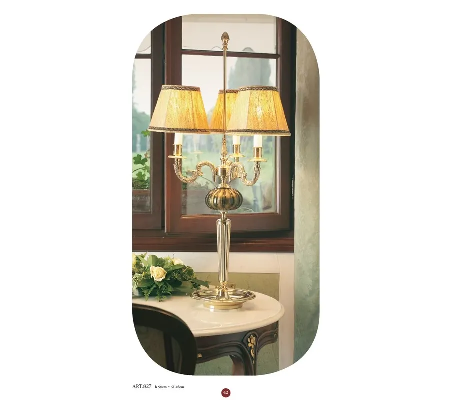 obrazek 1 Lampa florencka z trzema światłami z sześciokątnym kloszem z czystego jedwabiu – Il Paralume Marina