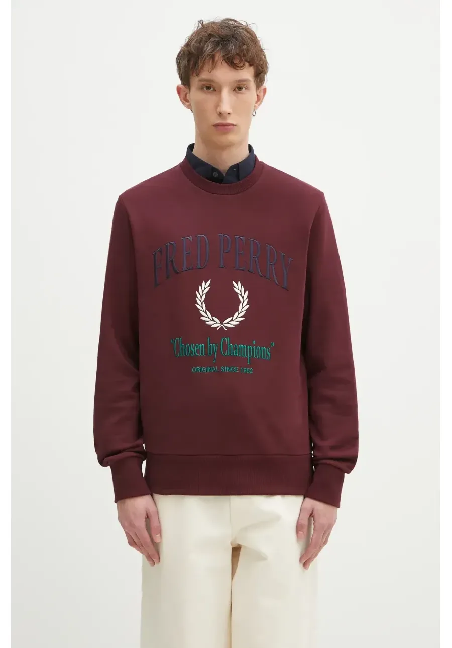 obrazek 1 Fred Perry bluza bawełniana męska kolor bordowy z aplikacją M9891.597
