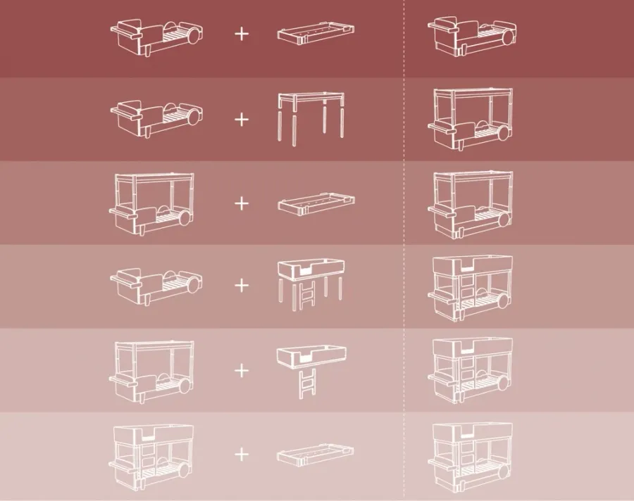 obrazek 9 Adaptowalne, naturalnie drewniane łóżko samochód/domek z dachem Montessori - Mathy by Bols