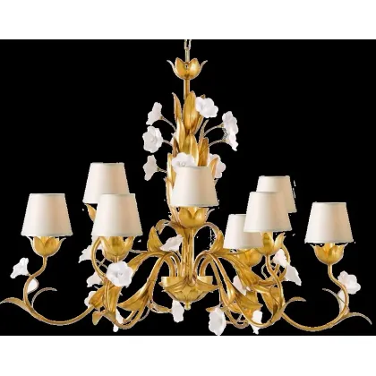 Zdjęcie Gustowny żyrandol zdobiony kwiatami - Euro Lamp Art