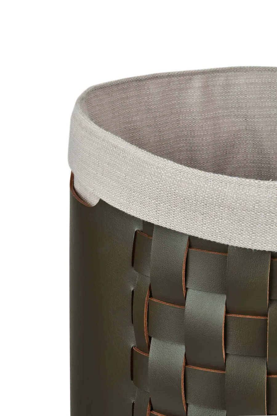 obrazek 2 Luksusowy ciemnooliwkowy kosz Bottega Ø40xH40 cm