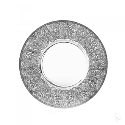 Picture Round silver plate decorated with a rich ornament - Zaramella Argenti