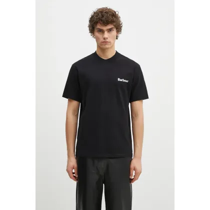 Zdjęcie Barbour t-shirt bawełniany Bowery OS Graphic męski kolor czarny z nadrukiem MTS1338