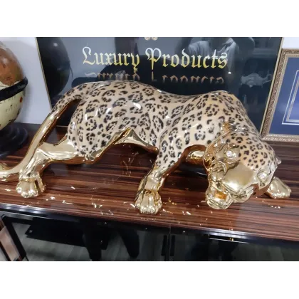 Zdjęcie Dekoracja do salonu - przepiękny złoty leopard