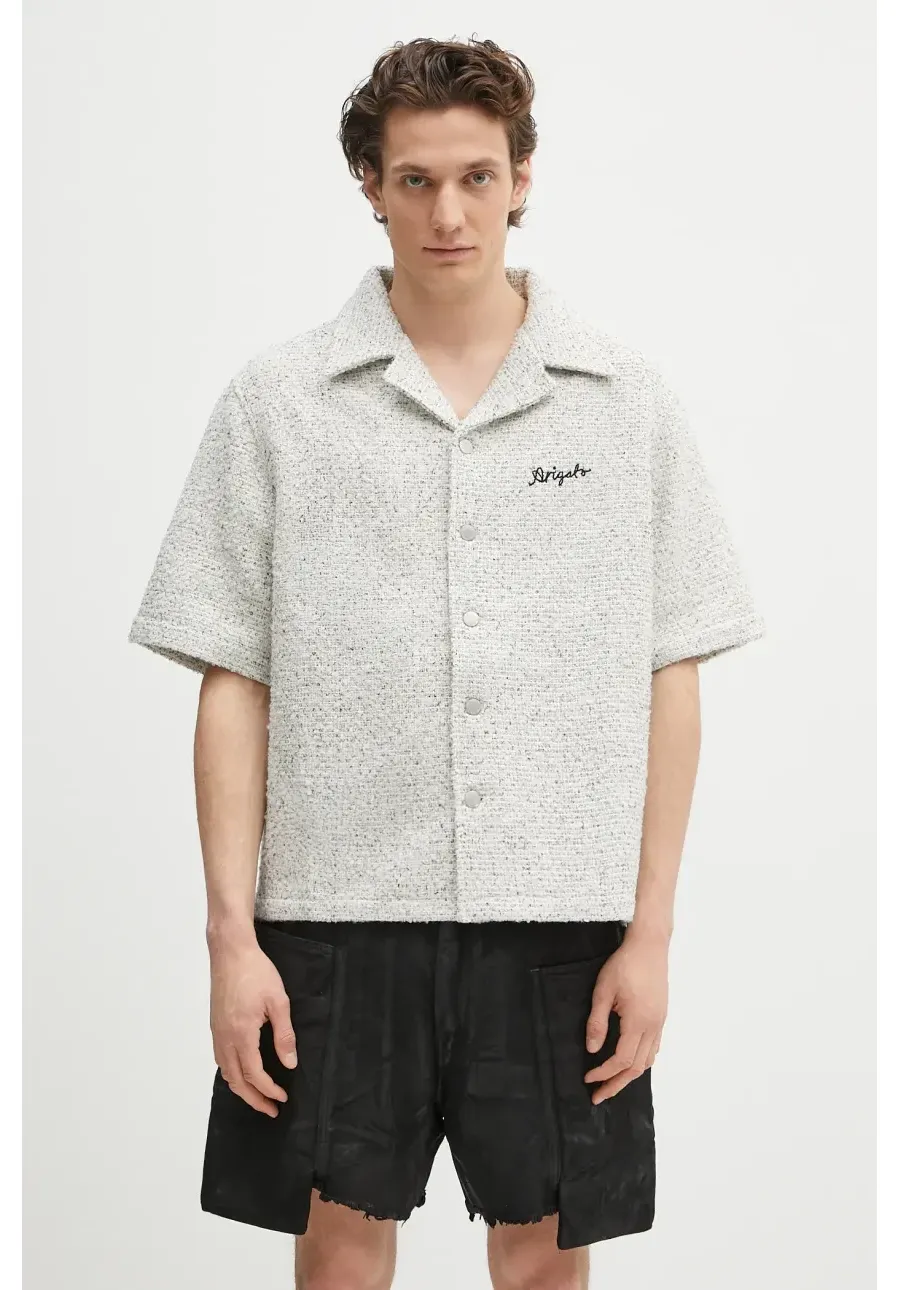 obrazek 1 Axel Arigato koszula Gil Boucle Shirt męska kolor biały relaxed z kołnierzykiem klasycznym A2916001