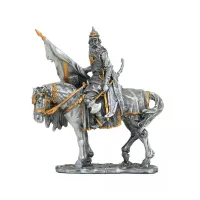 Zdjęcie Pewterowa statuetka wikinga na koniu