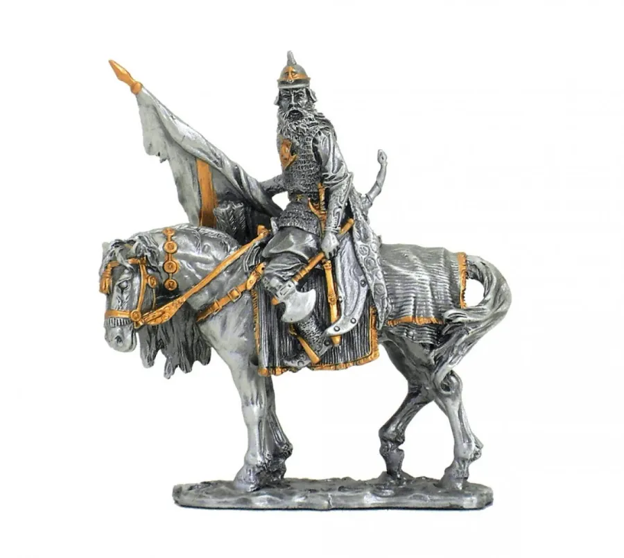 obrazek 1 Pewterowa statuetka wikinga na koniu