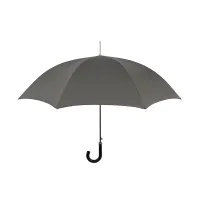 Zdjęcie Elegancki szaro-czarny parasol męski Ø110xL95 cm ze skórzaną rączką
