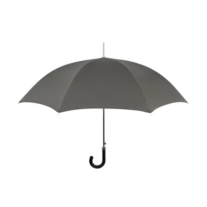 Zdjęcie Elegancki szaro-czarny parasol męski Ø110xL95 cm ze skórzaną rączką