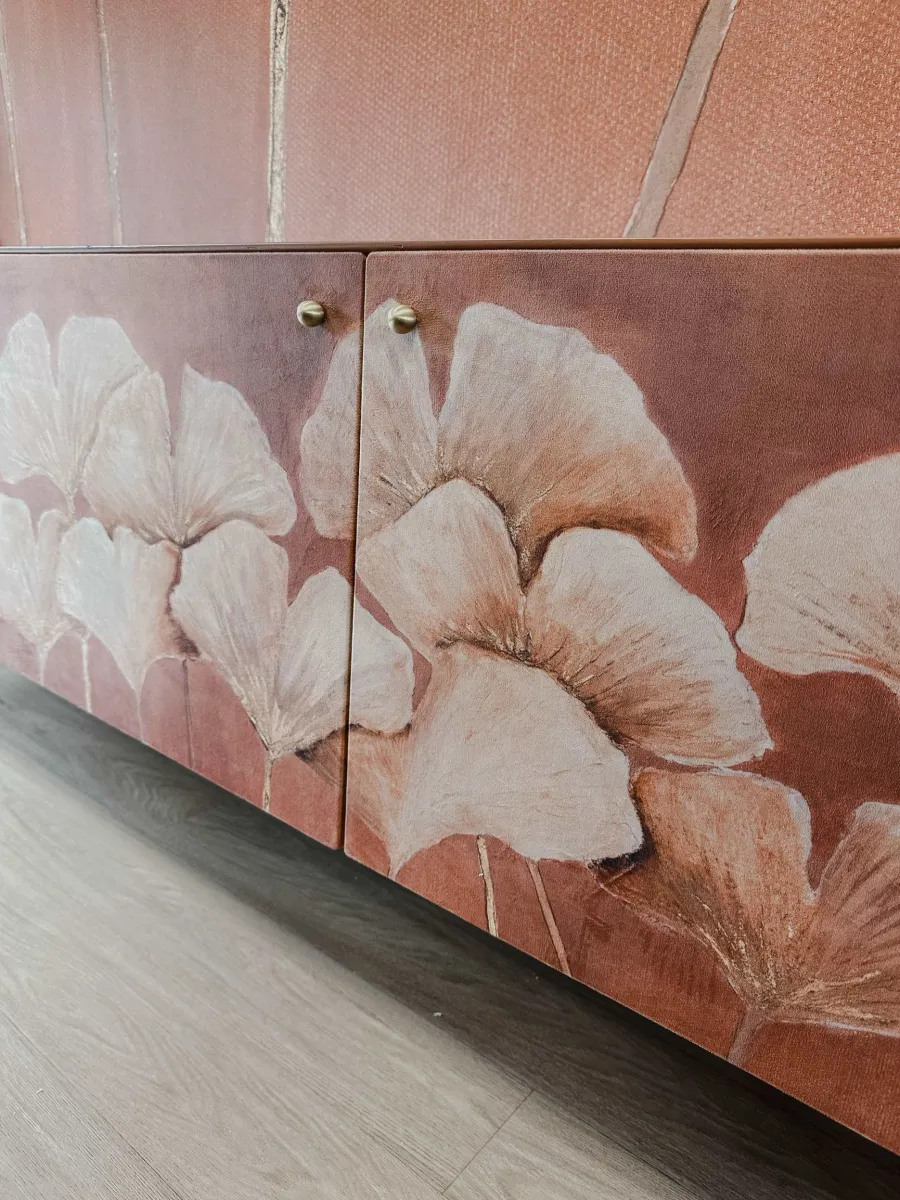 obrazek 7 Wyprzedaż 50%!!! Oryginalna komoda z forniru, mosiądzu , akrylu i tkaniny marki WallArt - Spilla WallArt
