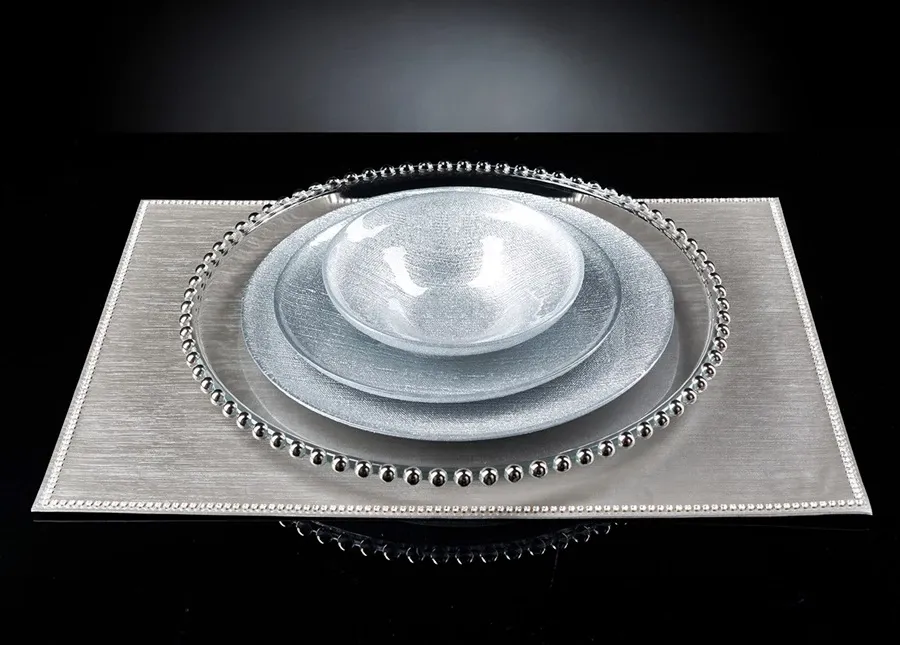 picture 3 Luxury large plate with silver beads