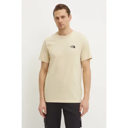 Zdjęcie The North Face t-shirt M S/S Simple Dome Tee męski kolor beżowy z nadrukiem NF0A87NG3X41
