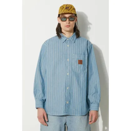 Zdjęcie Carhartt WIP koszula jeansowa Menard męska kolor niebieski relaxed z kołnierzykiem klasycznym I033577.102