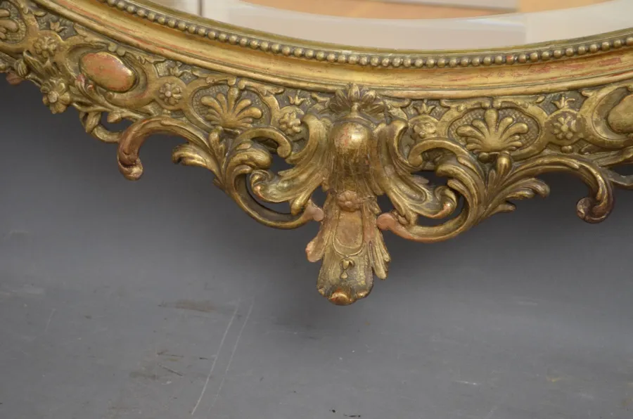 obrazek 2 Duże owalne lustro ścienne z epoki wiktoriańskiej