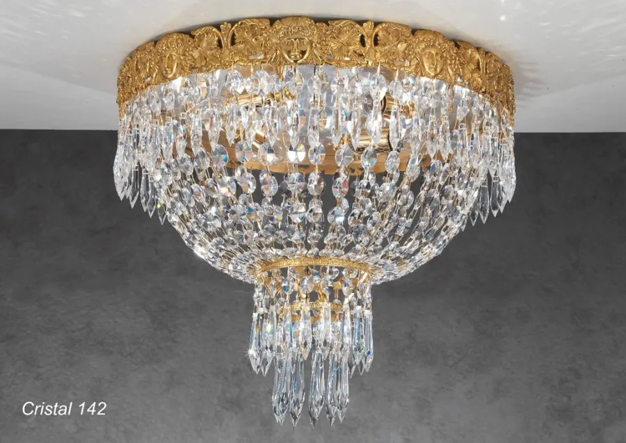 obrazek 1 Lampa sufitowa z pozłacanego brązu z kryształowymi zawieszkami