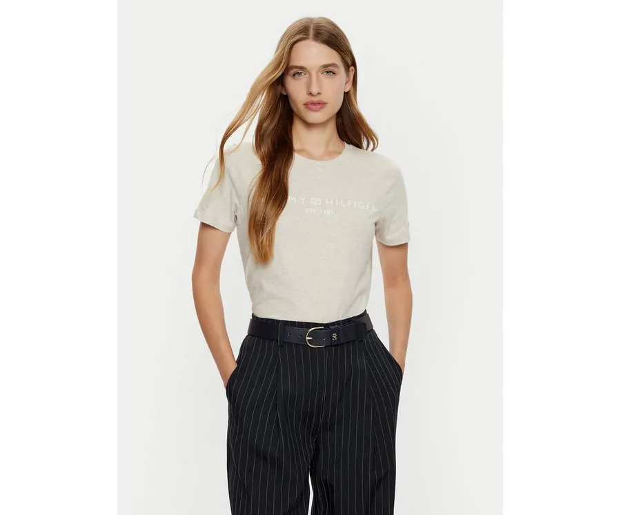 obrazek 1 Tommy Hilfiger T-Shirt WW0WW40276 Beżowy Regular Fit