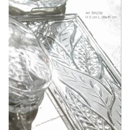 Zdjęcie Pojemnik na szczoteczki z włoskiego ręcznie szlifowanego kryształu z przezroczystym i matowym obrazem liści - Il Paralume Marina