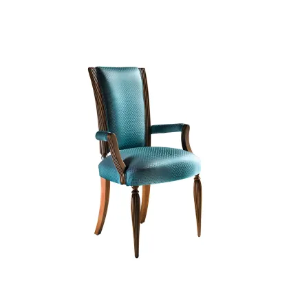 Picture Antique honey, silver, turquoise - luxurious DECO dining chair - Collecion Alexandra