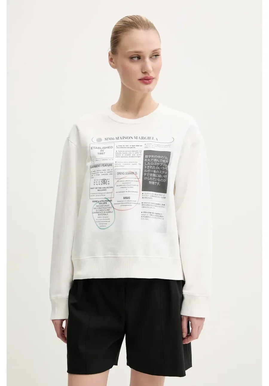 obrazek 1 MM6 Maison Margiela bluza bawełniana damska kolor biały z nadrukiem S52GU0242.M25012