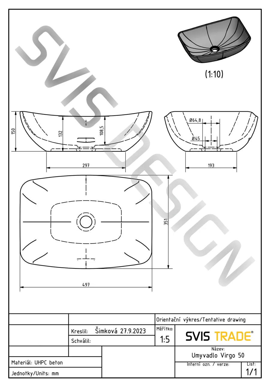 obrazek 4 Piękna umywalka 50 cm VIRGO BASIC – STONE, szary, lakier matowy