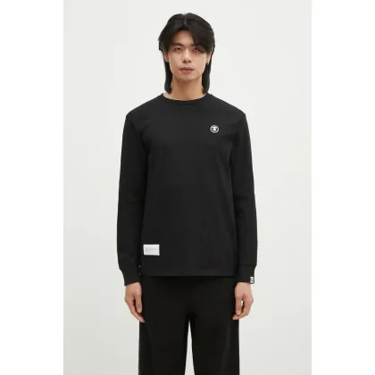 Zdjęcie AAPE longsleeve bawełniany Moon Face Logo kolor czarny gładki AAPLTM1540XXN