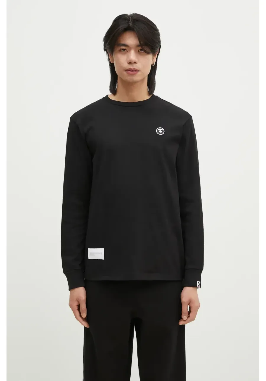 obrazek 1 AAPE longsleeve bawełniany Moon Face Logo kolor czarny gładki AAPLTM1540XXN
