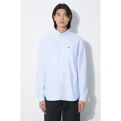 Zdjęcie Lacoste koszula bawełniana męska kolor niebieski regular z kołnierzykiem button-down
