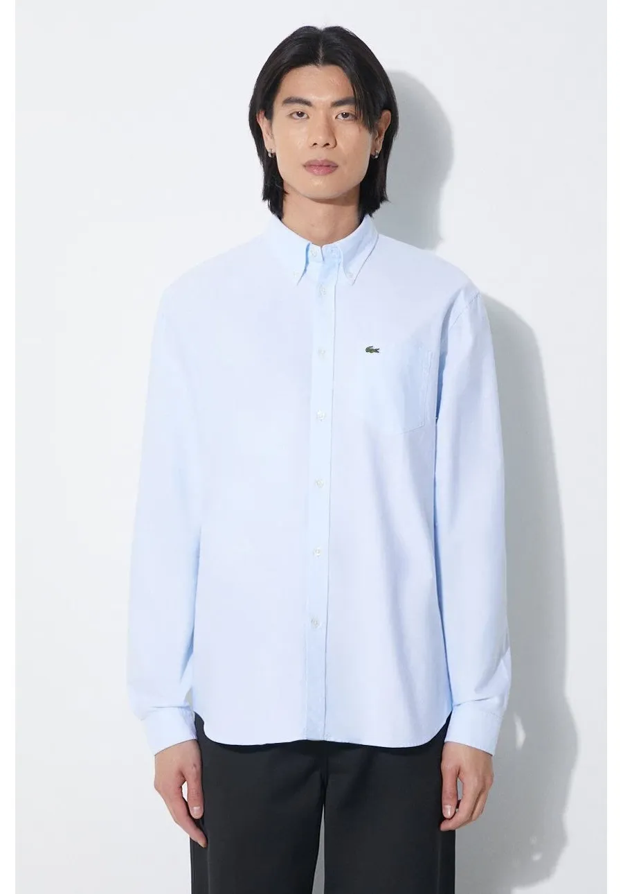 obrazek 1 Lacoste koszula bawełniana męska kolor niebieski regular z kołnierzykiem button-down