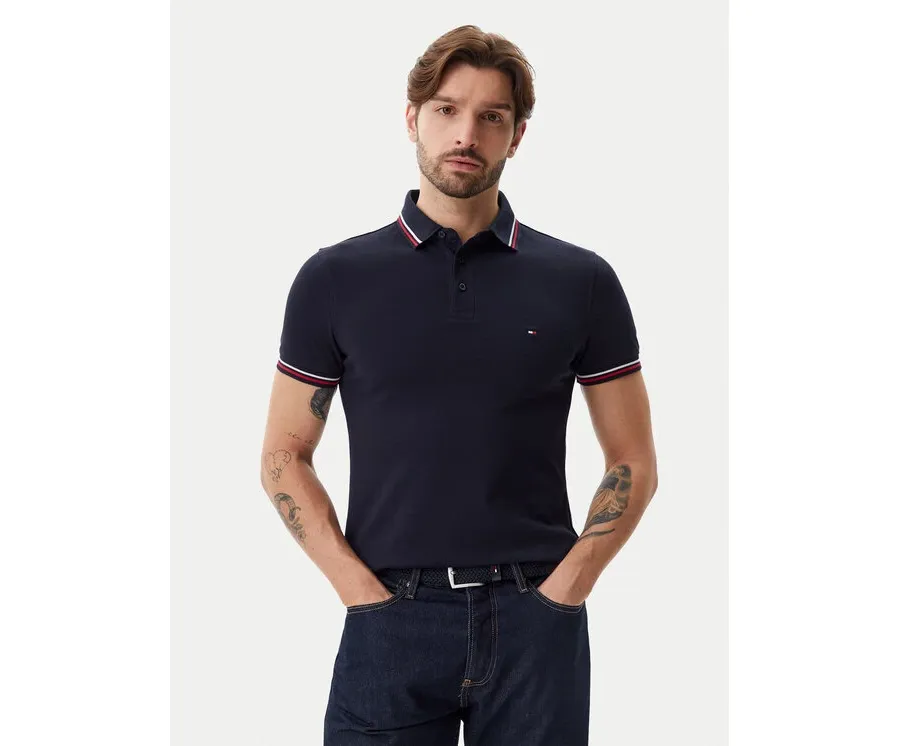 obrazek 1 Tommy Hilfiger Polo Tipped MW0MW37346 Granatowy Slim Fit