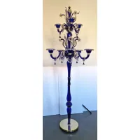 Zdjęcie Lampa stojąca Murano w kolorze głębokiego błękitu z przezroczystymi złotymi zdobieniami – Il Paralume Marina