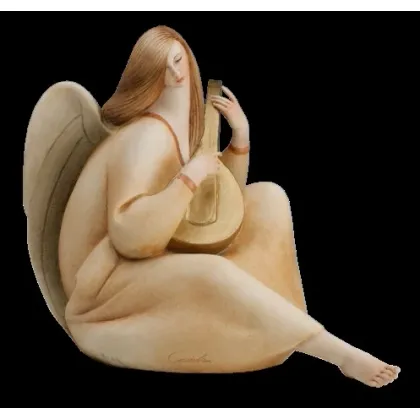 Zdjęcie Anioł z porcelany grający na lutni