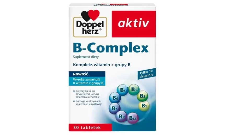 obrazek 1 Doppelherz Aktiv B-Complex, Kompleks witamin z grupy B, Tabletki DOPPELHERZ