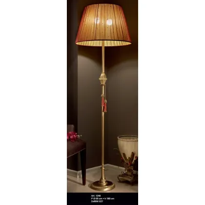 Picture Murano glass olive floor lamp with yellow silk shade - Il Paralume Marina