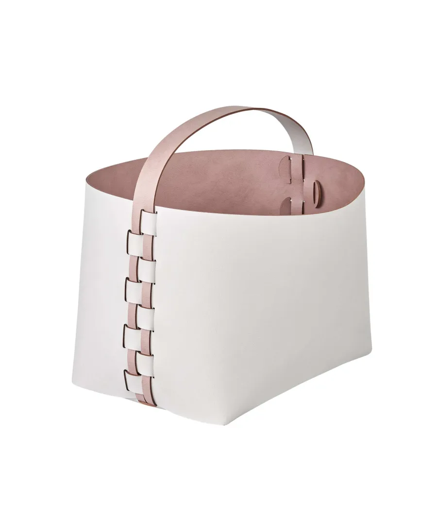 obrazek 1 Piękny stylowy kosz Helena z rączką 35x30xH26 cm w kolorze perłowym